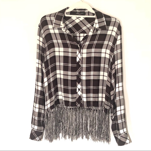 Romeo & Juliet Plaid Fringe Button Down BOGO ANY OFFER - Picture 2 of 7